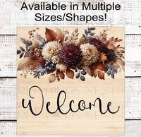 
              Fall Welcome Wreath Sign - Autumn Mums - Fall Florals - Rustic Farmhouse
            