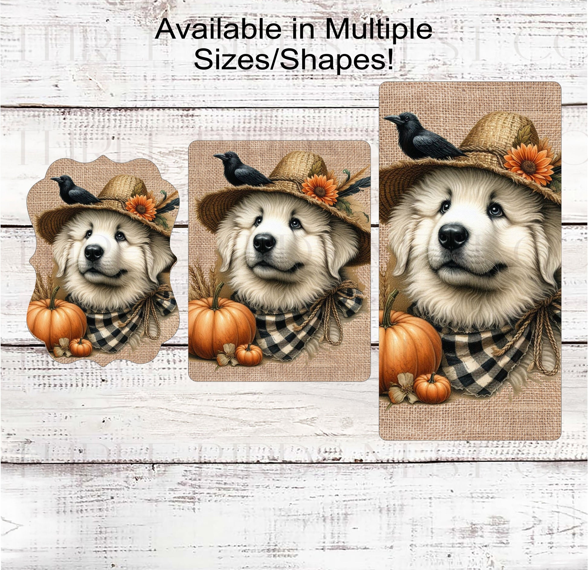 Fall Dog Wreath Sign - Great Pyrenees Dog - Pumpkins Sign - Welcome to Our Patch