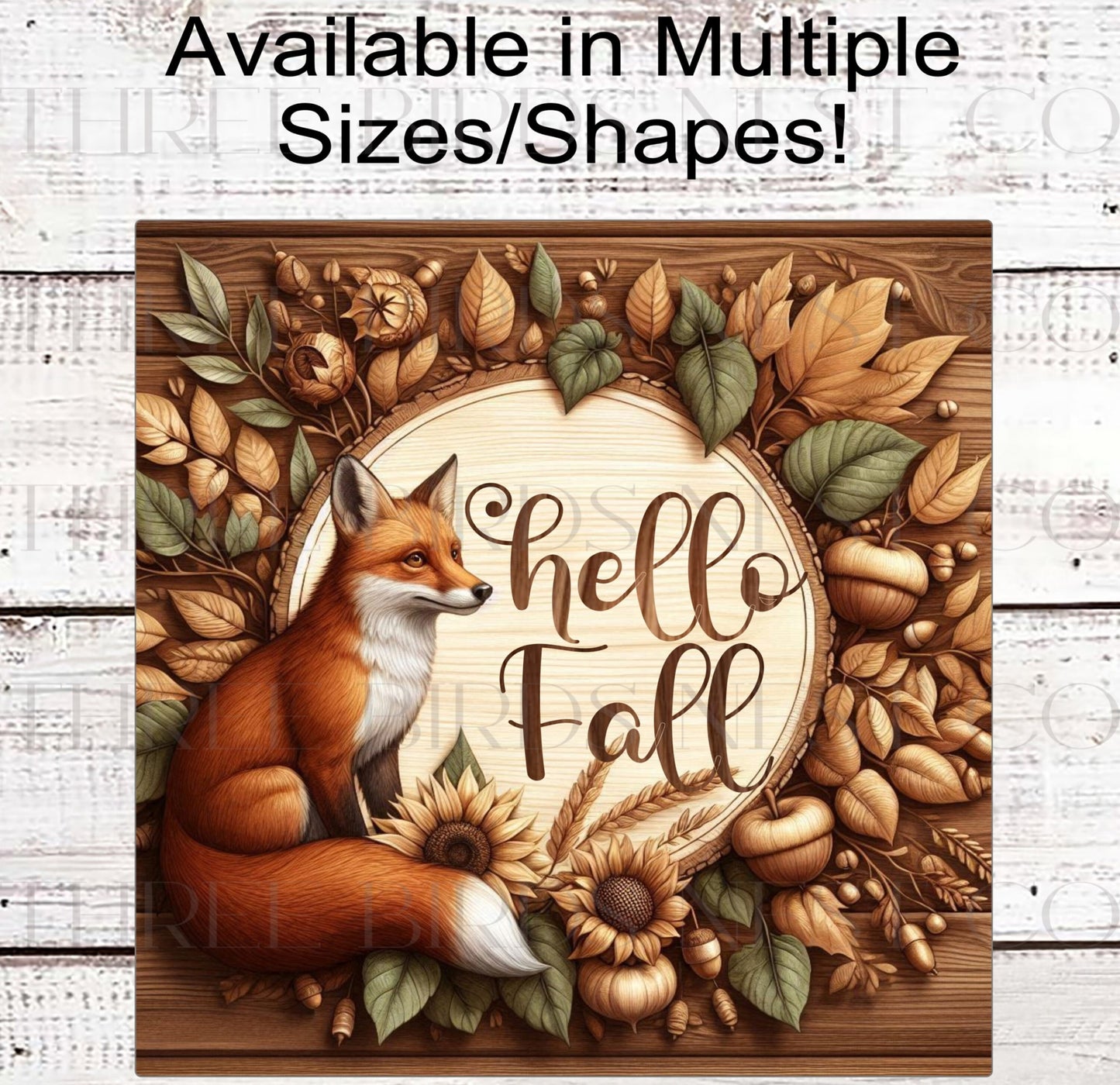 Fall Wreath Signs - Fox Lover - Rustic Farmhouse - Sunflowers and Pumpkins - Fall Leaves