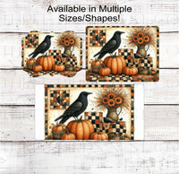 
              Primitive Fall Wreath Sign - Vintage Quilt - Black Crow - Pumpkins - Farmers Market - Farm Fresh Flowers
            