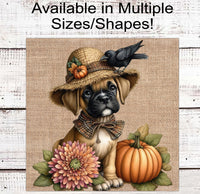 
              Fall Scarecrow Wreath Sign - Boxer Sign - Pet Dog Sign
            