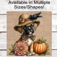 Fall Scarecrow Wreath Sign - Boxer Sign - Pet Dog Sign