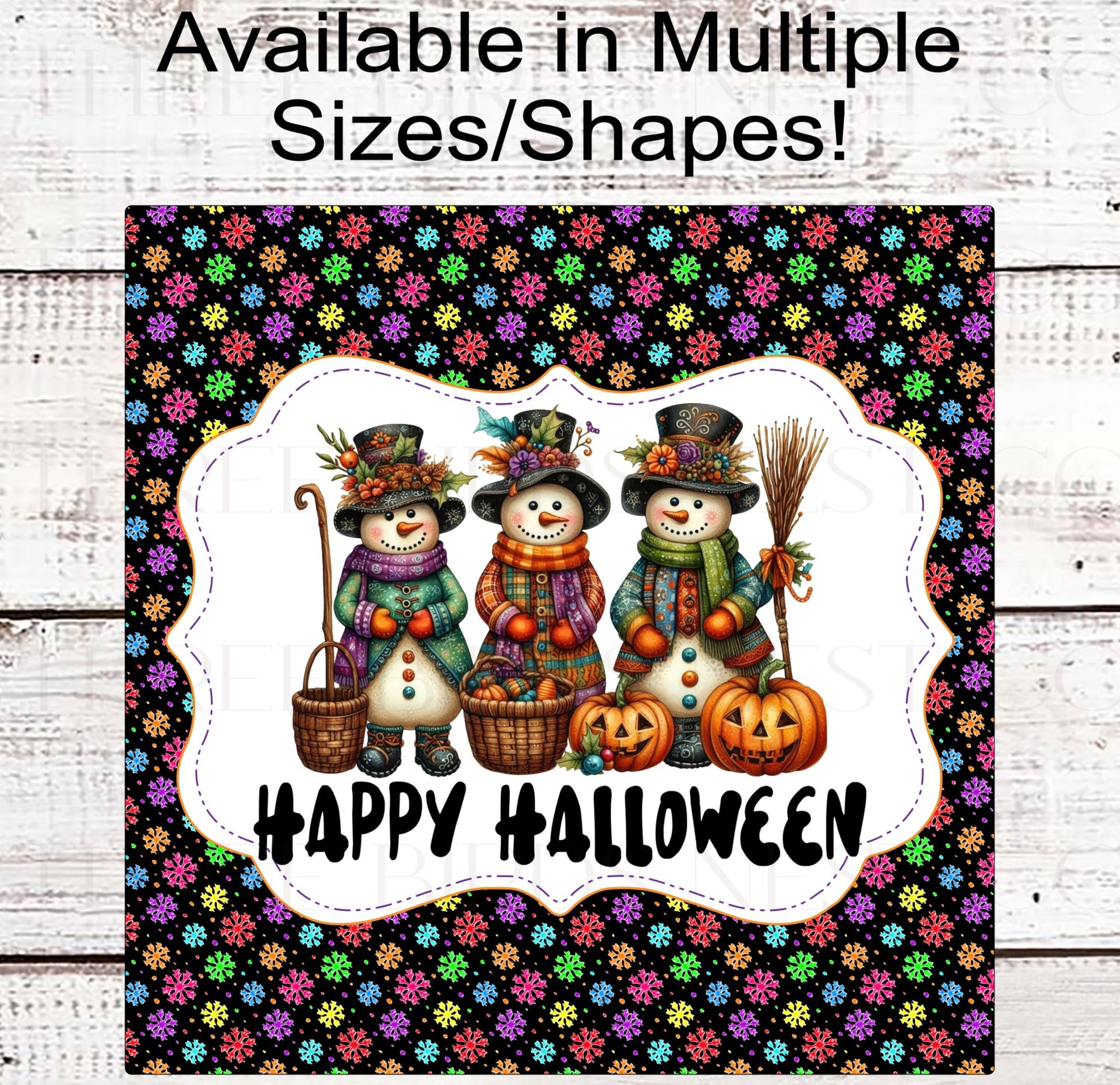 Happy Halloween Wreath Sign - Snowman Sign - Snowflakes Decor - Quilt Lover