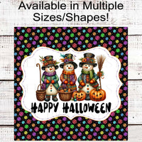 Happy Halloween Wreath Sign - Snowman Sign - Snowflakes Decor - Quilt Lover