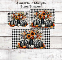 
              Fall Wreath Sign - Chinoiserie Pumpkins - Buffalo Plaid - Sunflowers - Autumn Leaves
            