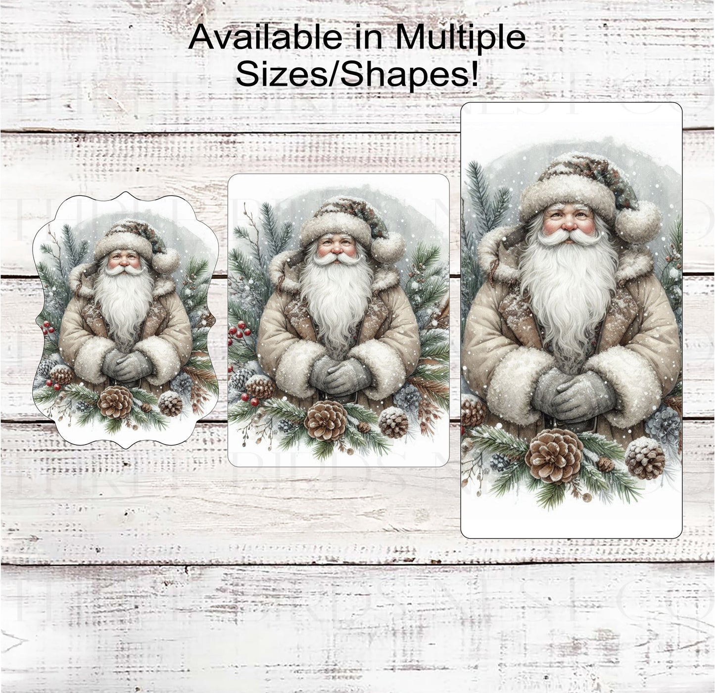 Christmas Wreath Signs - Santa Claus Signs - Woodland Christmas - Pinecones