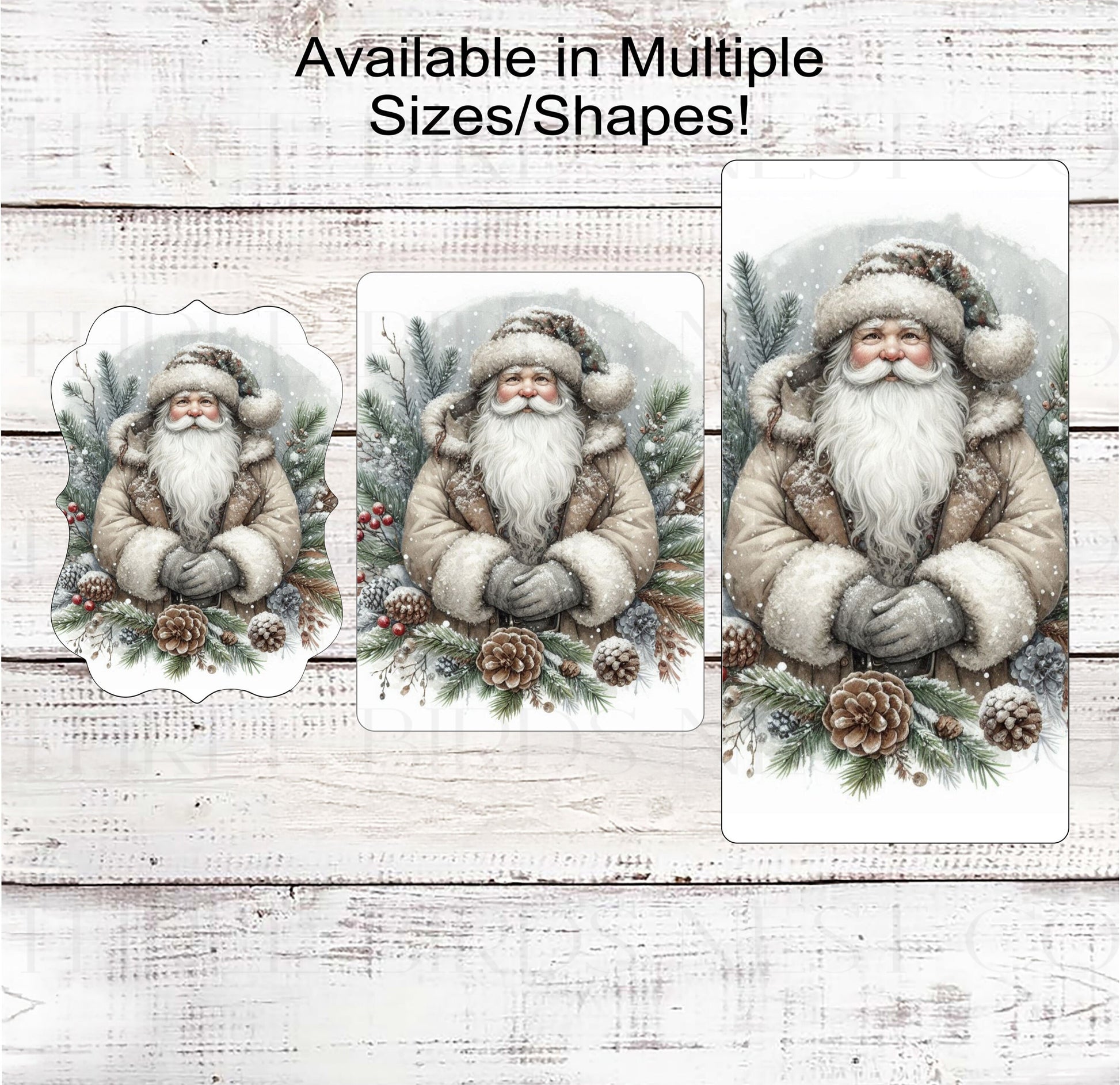 Christmas Wreath Signs - Santa Claus Signs - Woodland Christmas - Pinecones