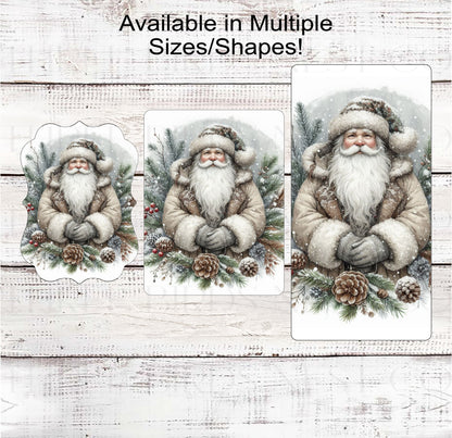 Christmas Wreath Signs - Santa Claus Signs - Woodland Christmas - Pinecones