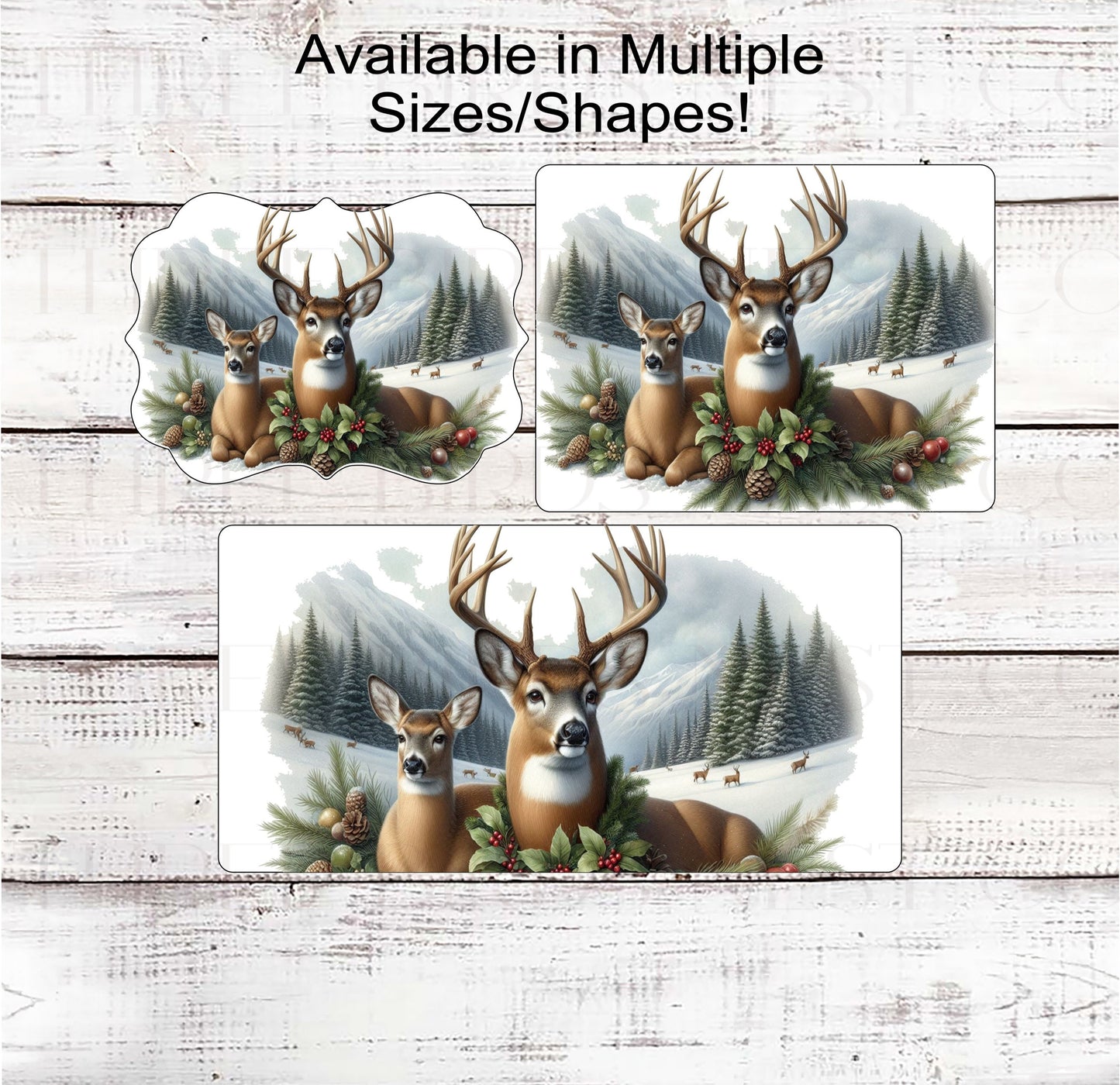 Whitetail Deer Winter Wreath Sign - Rustic Farmhouse Christmas - Cabin Decor - Wildlife Lover - Deer Hunter