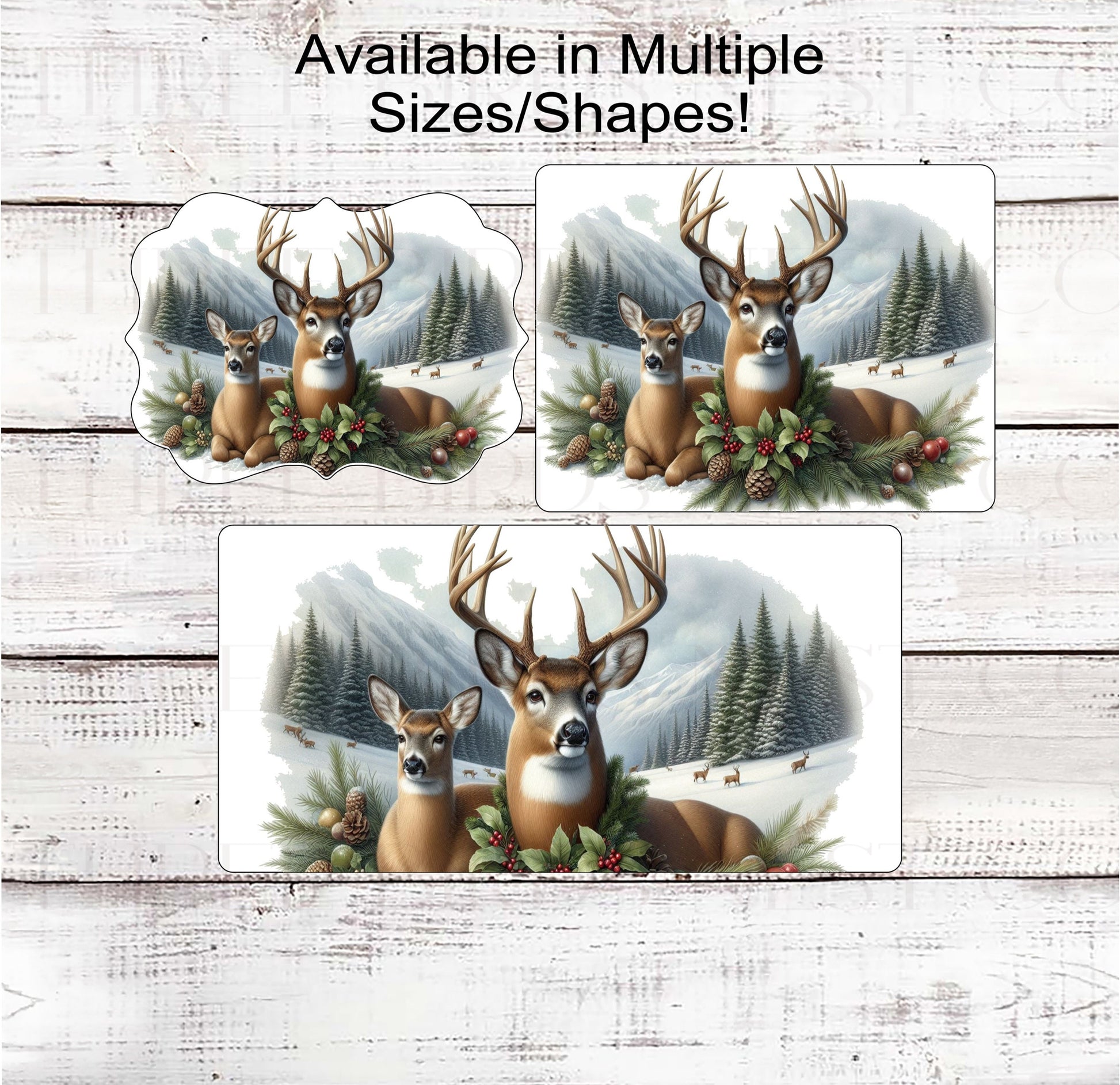 Whitetail Deer Winter Wreath Sign - Rustic Farmhouse Christmas - Cabin Decor - Wildlife Lover - Deer Hunter