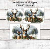 
              Whitetail Deer Winter Wreath Sign - Rustic Farmhouse Christmas - Cabin Decor - Wildlife Lover - Deer Hunter
            