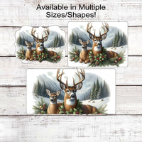 Whitetail Deer Winter Wreath Sign - Rustic Farmhouse Christmas - Cabin Decor - Wildlife Lover - Deer Hunter