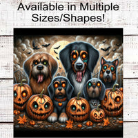 Halloween Dogs Wreath Sign - Zombie Sign - Day of the Dead - Spooky Sign - Macabre Halloween