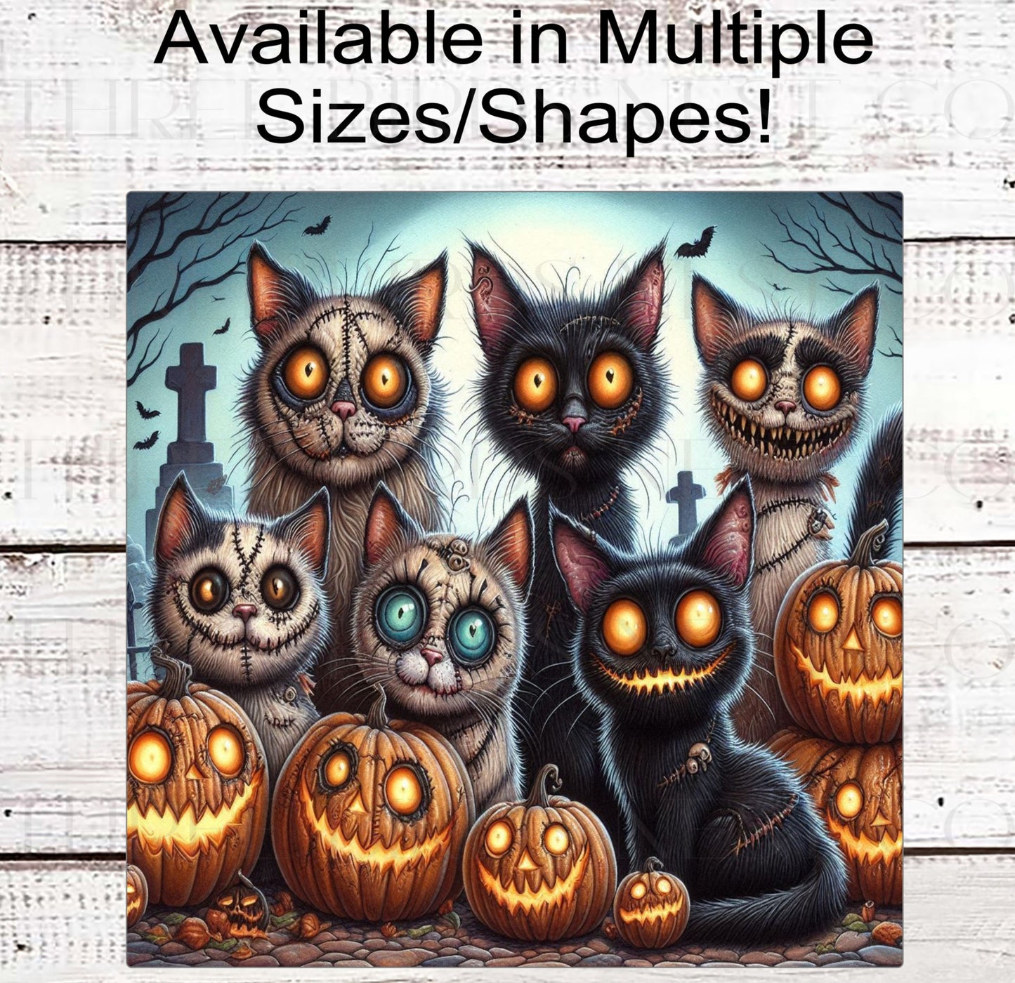 Halloween Cats Wreath Sign - Zombie Sign - Day of the Dead - Spooky Sign - Macabre Halloween