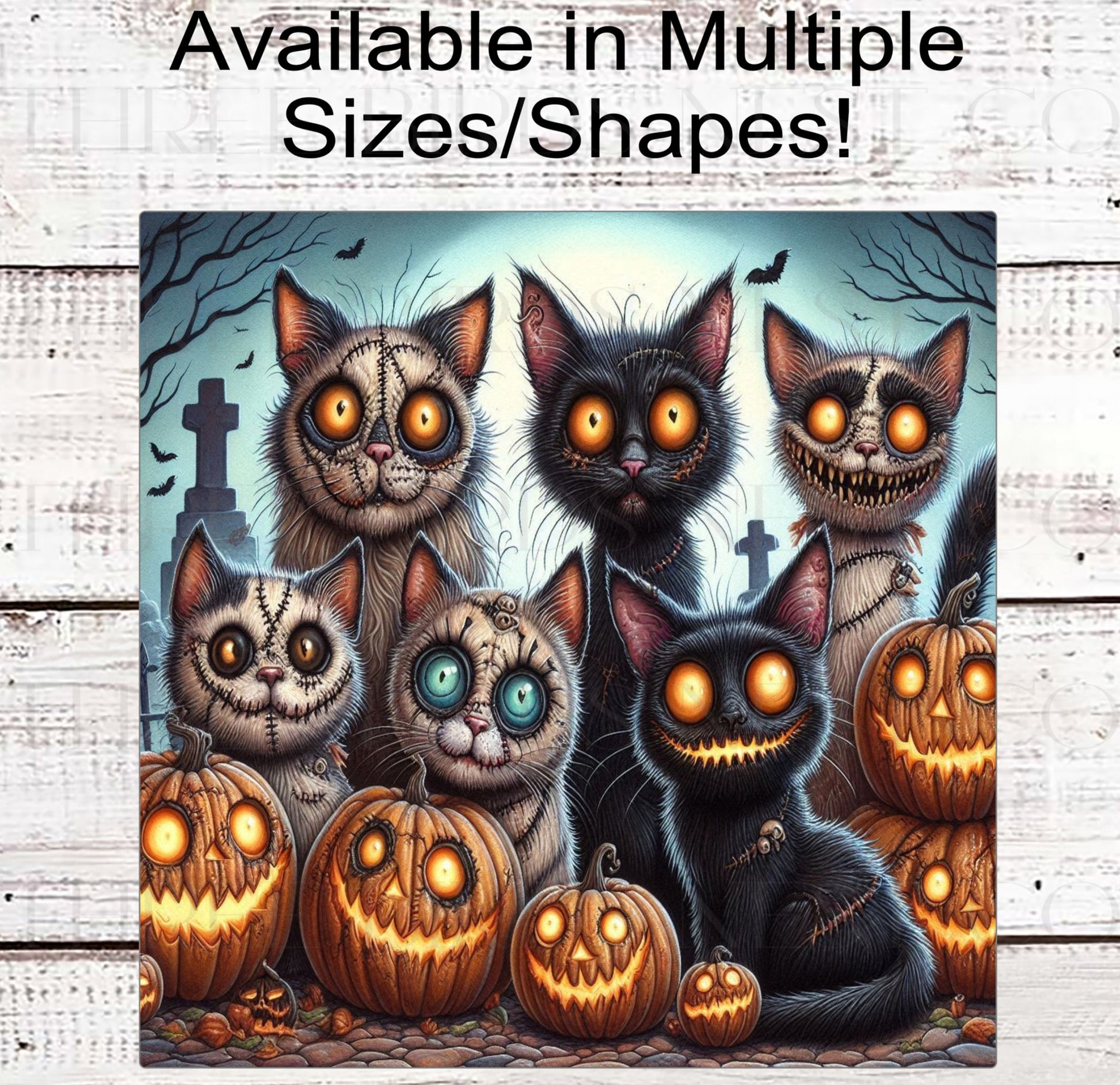 Halloween Cats Wreath Sign - Zombie Sign - Day of the Dead - Spooky Sign - Macabre Halloween