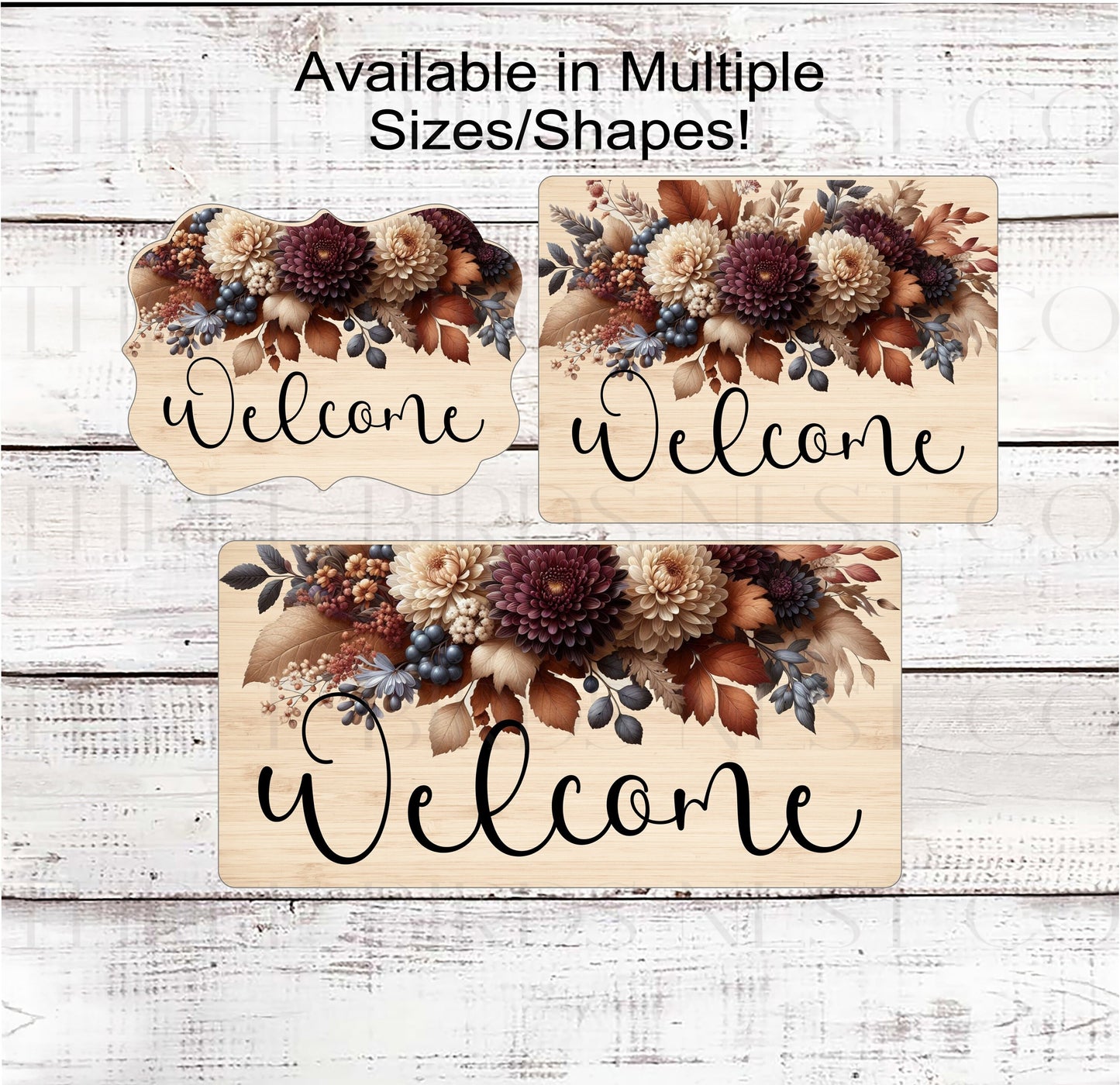 Fall Welcome Wreath Sign - Autumn Mums - Fall Florals - Rustic Farmhouse