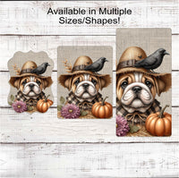 
              Fall Scarecrow Wreath Sign - English Bulldog Sign - Pet Dog Sign
            