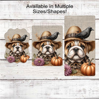 Fall Scarecrow Wreath Sign - English Bulldog Sign - Pet Dog Sign