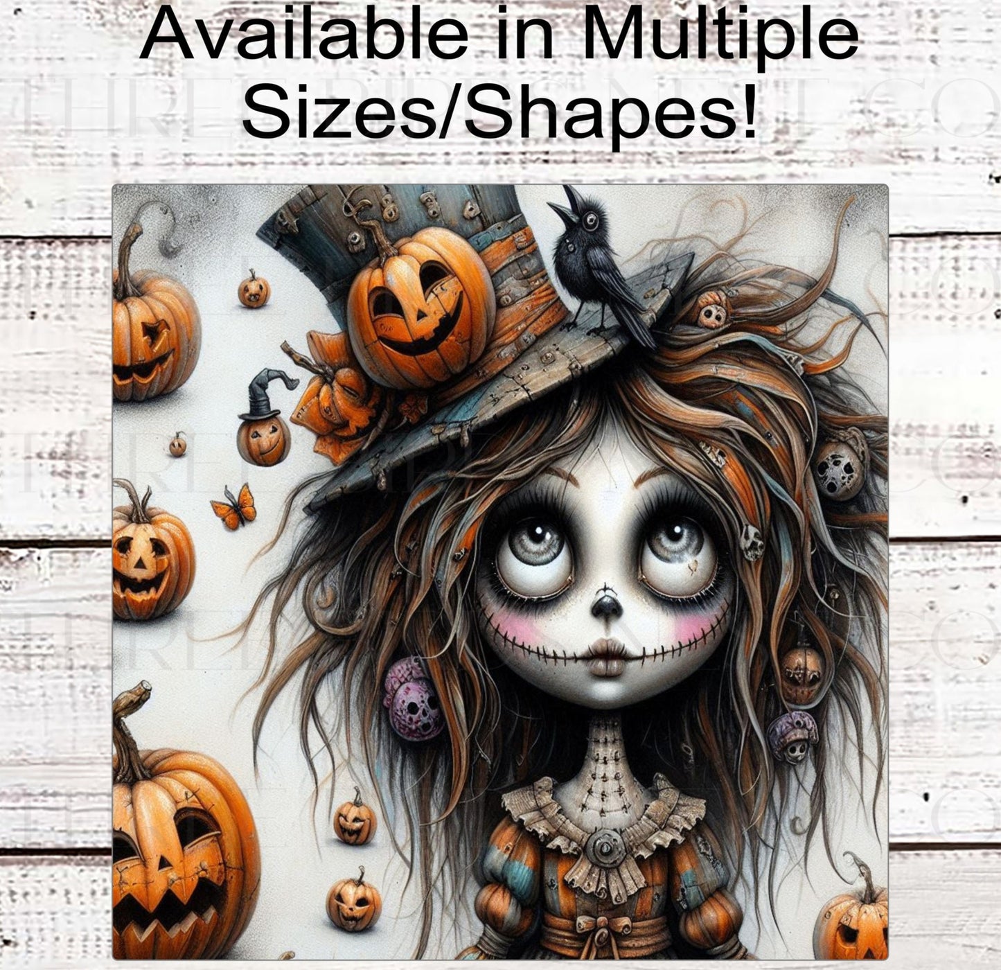 Halloween Wreath Sign - Zombie Girl - Day of the Dead - Spooky Macabre Halloween