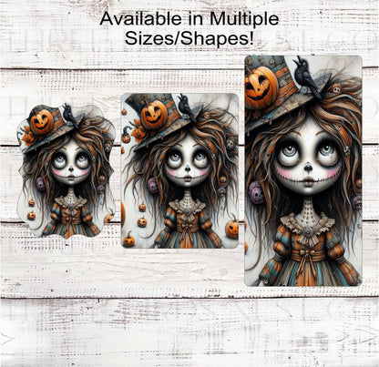 Halloween Wreath Sign - Zombie Girl - Day of the Dead - Spooky Macabre Halloween