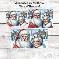 Christmas Wreath Signs - Santa and Mrs. Claus - Winter Welcome