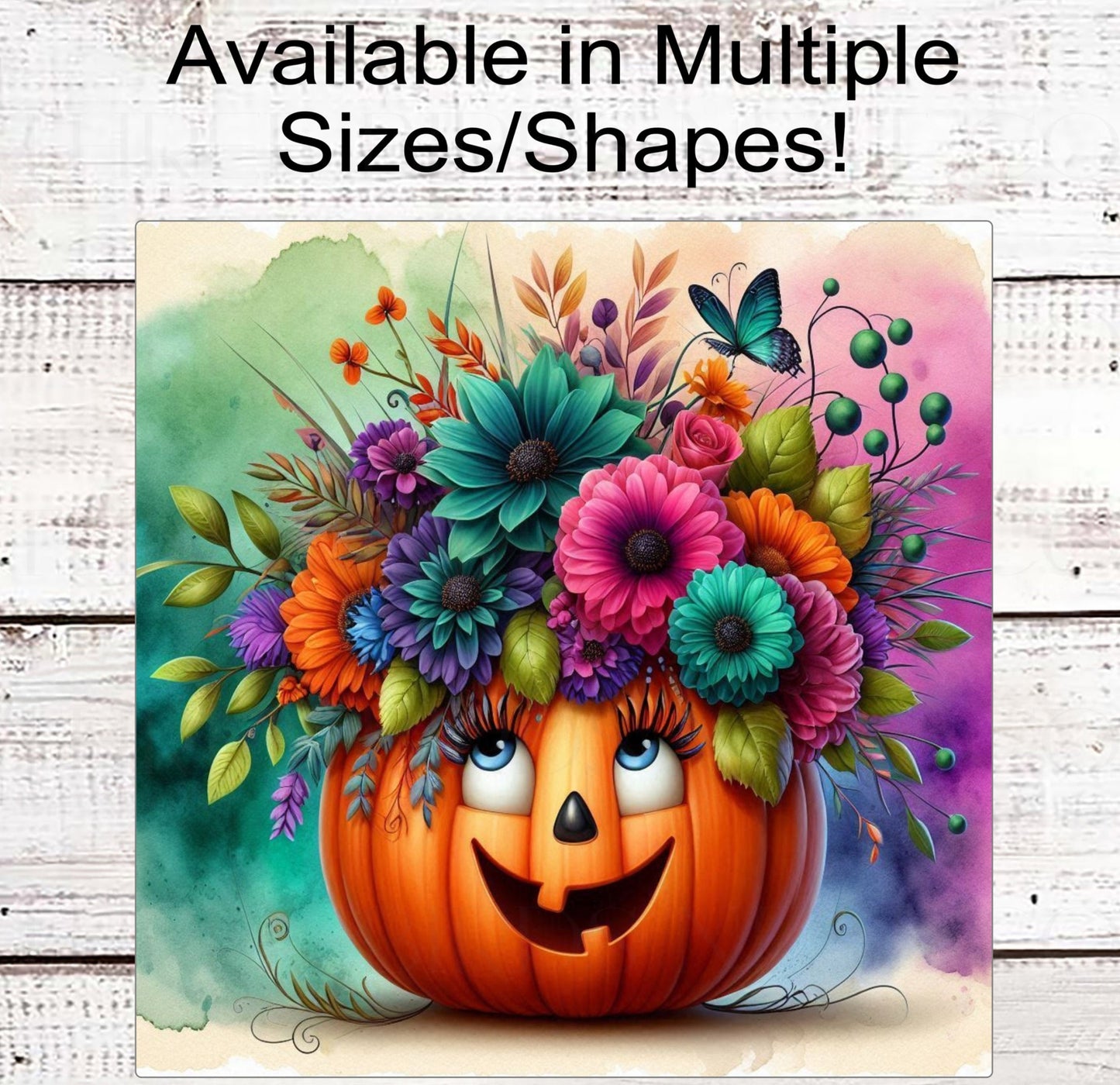 Halloween Jack O Lantern Wreath Sign - Fall Flowers - Cute Pumpkin Decor