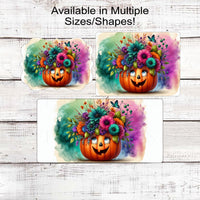 Halloween Jack O Lantern Wreath Sign - Fall Flowers - Cute Pumpkin Decor