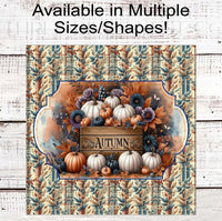 
              Fall Wreath Sign - White and Blue Pumpkins - Sunflowers - Autumn Leaves - Pastel Fall
            