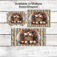 
              Fall Wreath Sign - White and Blue Pumpkins - Sunflowers - Autumn Leaves - Pastel Fall
            