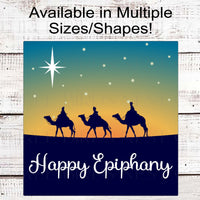 Happy Epiphany - Christmas Wreath Signs - Jesus is the Reason - Wise Men - Nativity Signs - Religious Sign - Christian Sign