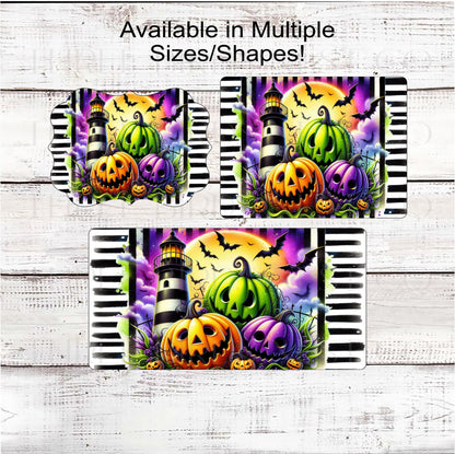 Halloween Jack O Lantern Wreath Sign, Beach Halloween, Lighthouse Decor