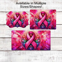 Breast Cancer Stained Glass Wreath Sign - Floral Sign