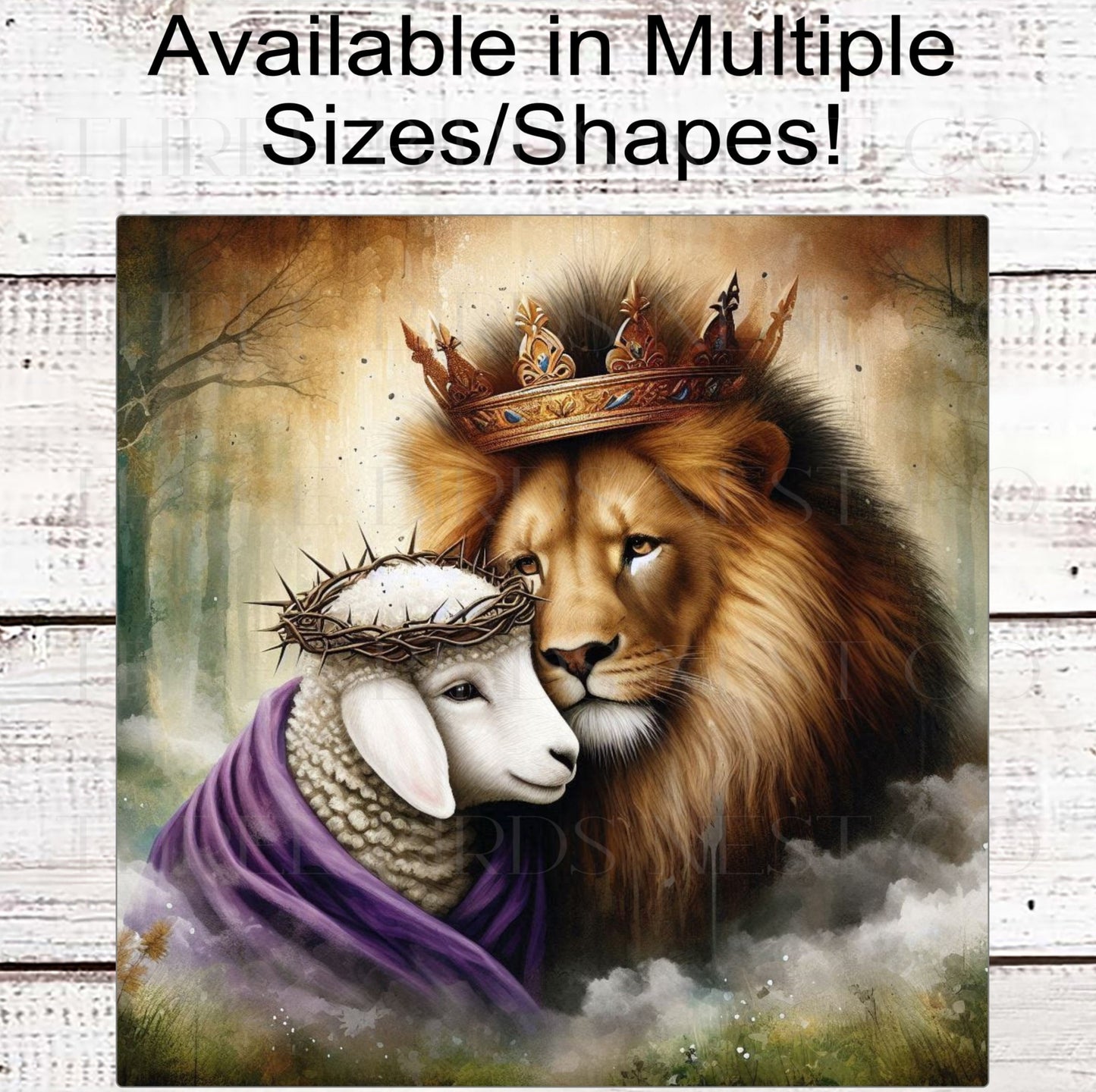 God and Jesus Wreath Sign - Lion and Lamb - Amazing Grace - Religious Wreath Signs - Christian Wreath Sign