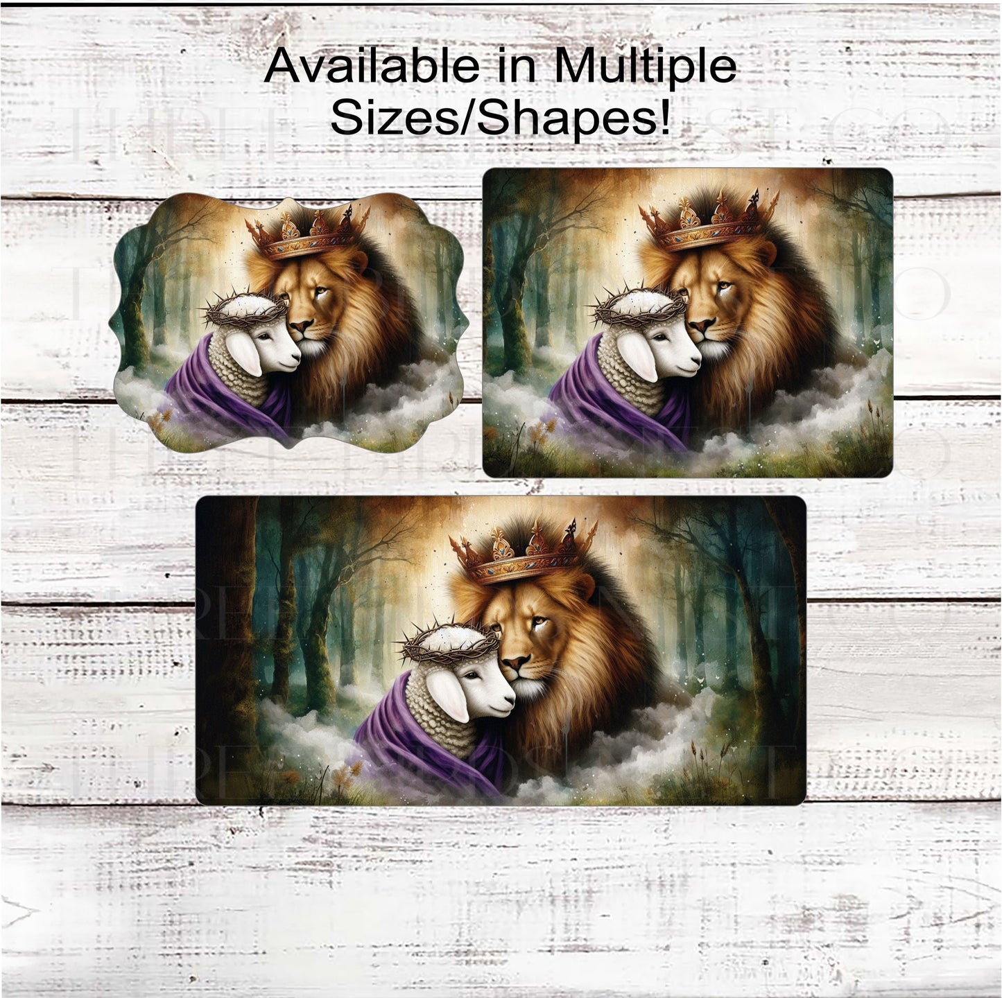 God and Jesus Wreath Sign - Lion and Lamb - Amazing Grace - Religious Wreath Signs - Christian Wreath Sign