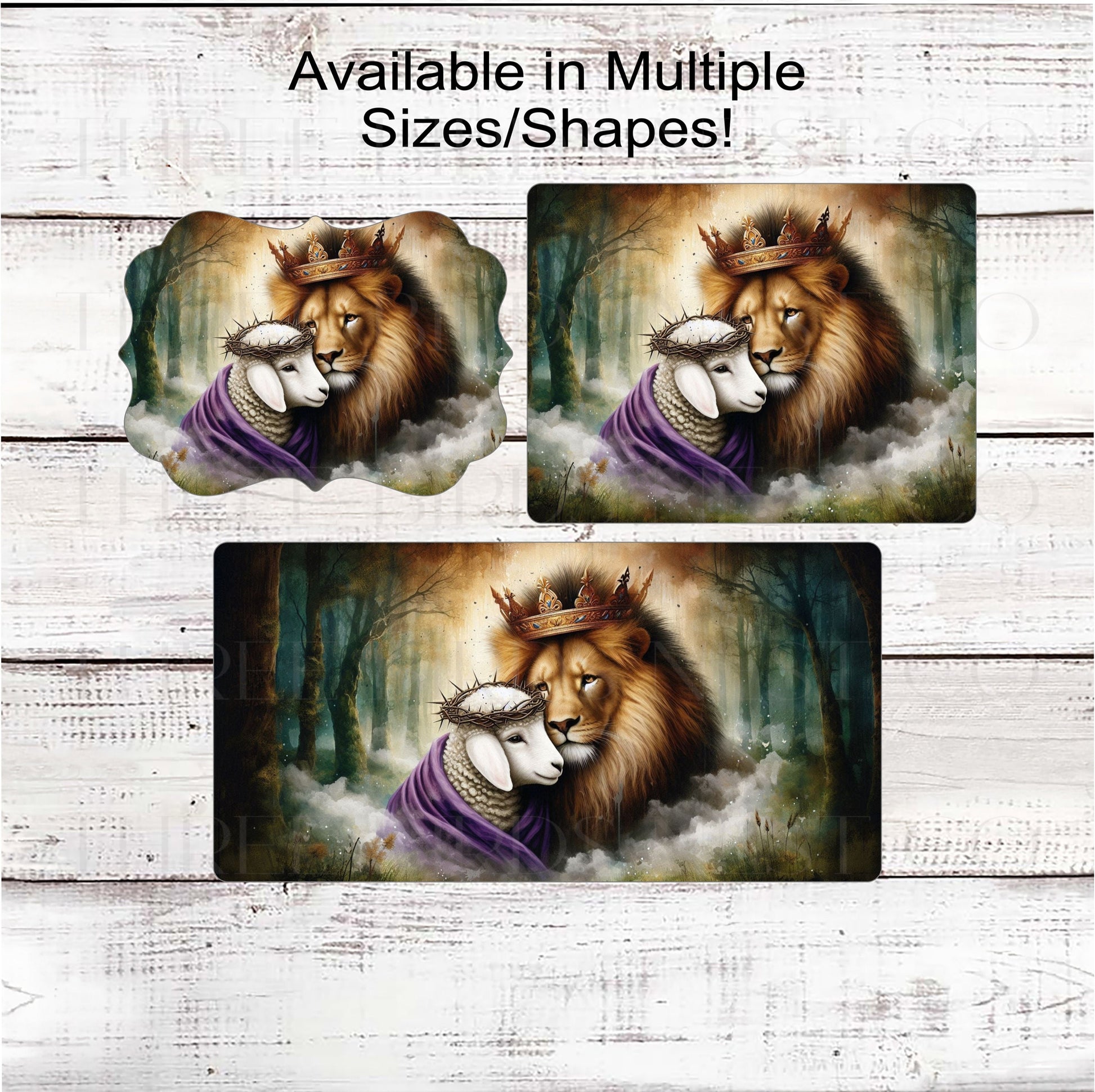 God and Jesus Wreath Sign - Lion and Lamb - Amazing Grace - Religious Wreath Signs - Christian Wreath Sign