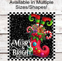 
              Christmas Stocking Wreath Signs - Elf Legs - Christmas Candy - Merry and Bright
            