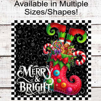 Christmas Stocking Wreath Signs - Elf Legs - Christmas Candy - Merry and Bright