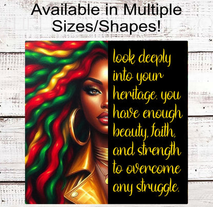 African American Woman Kwanzaa Wreath Sign - Inspirational Decor