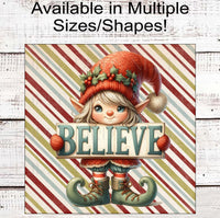 
              Christmas Elf Wreath Sign - Vintage Christmas - Believe in the Magic of Christmas
            