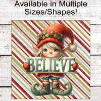 Christmas Elf Wreath Sign - Vintage Christmas - Believe in the Magic of Christmas