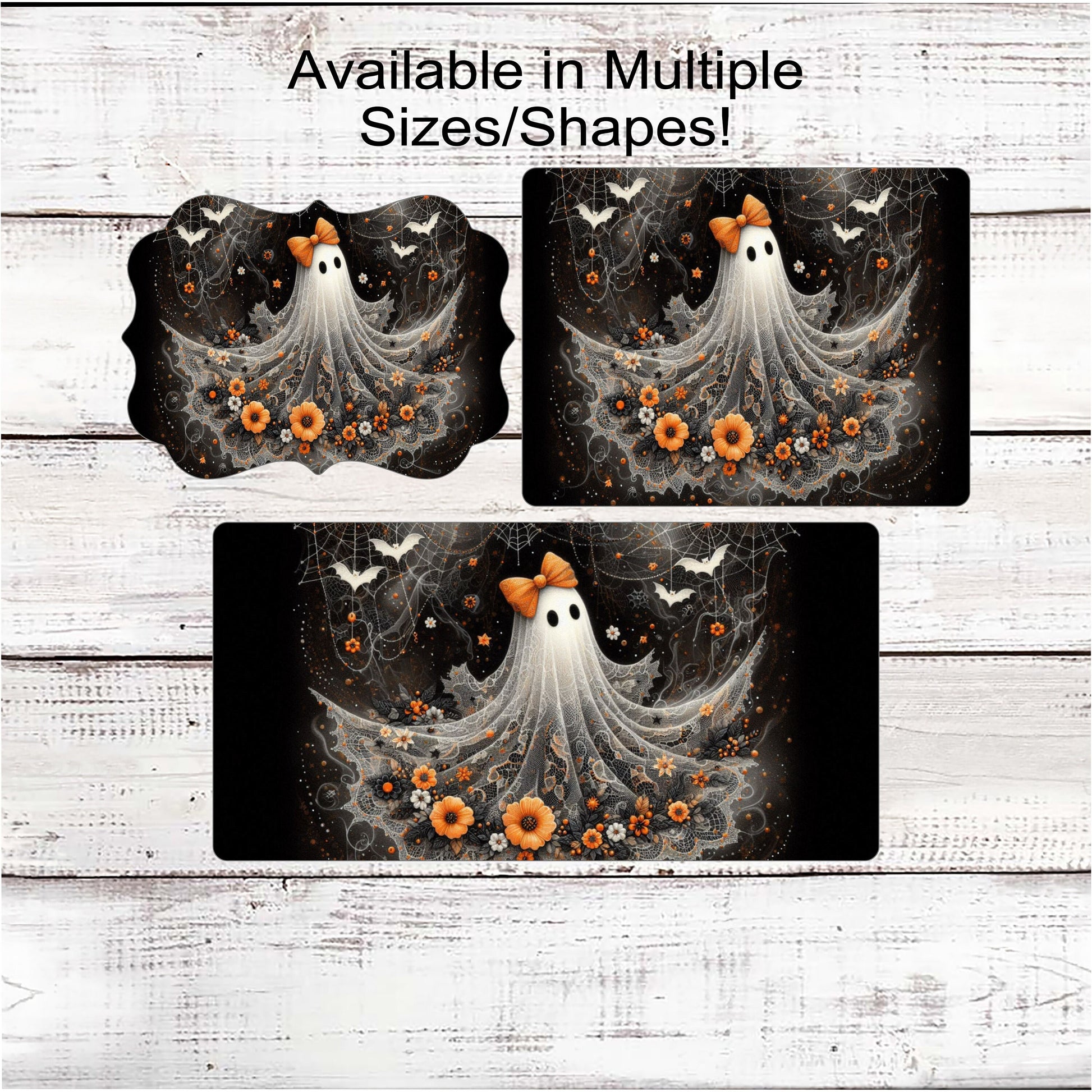 Halloween Ghost Wreath Sign - Fall Flowers - Halloween Florals