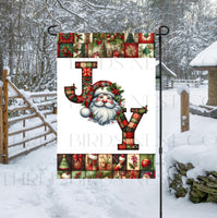 
              Santa Claus in a patchwork quilt design JOY
            