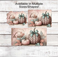 
              Fall Wreath Sign - Pink Pumpkins - Leopard Print - Autumn Leaves
            