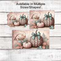 Fall Wreath Sign - Pink Pumpkins - Leopard Print - Autumn Leaves