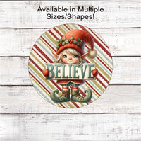 
              A beautiful Vintage Christmas Elf holding a sign that tells you to believe
            