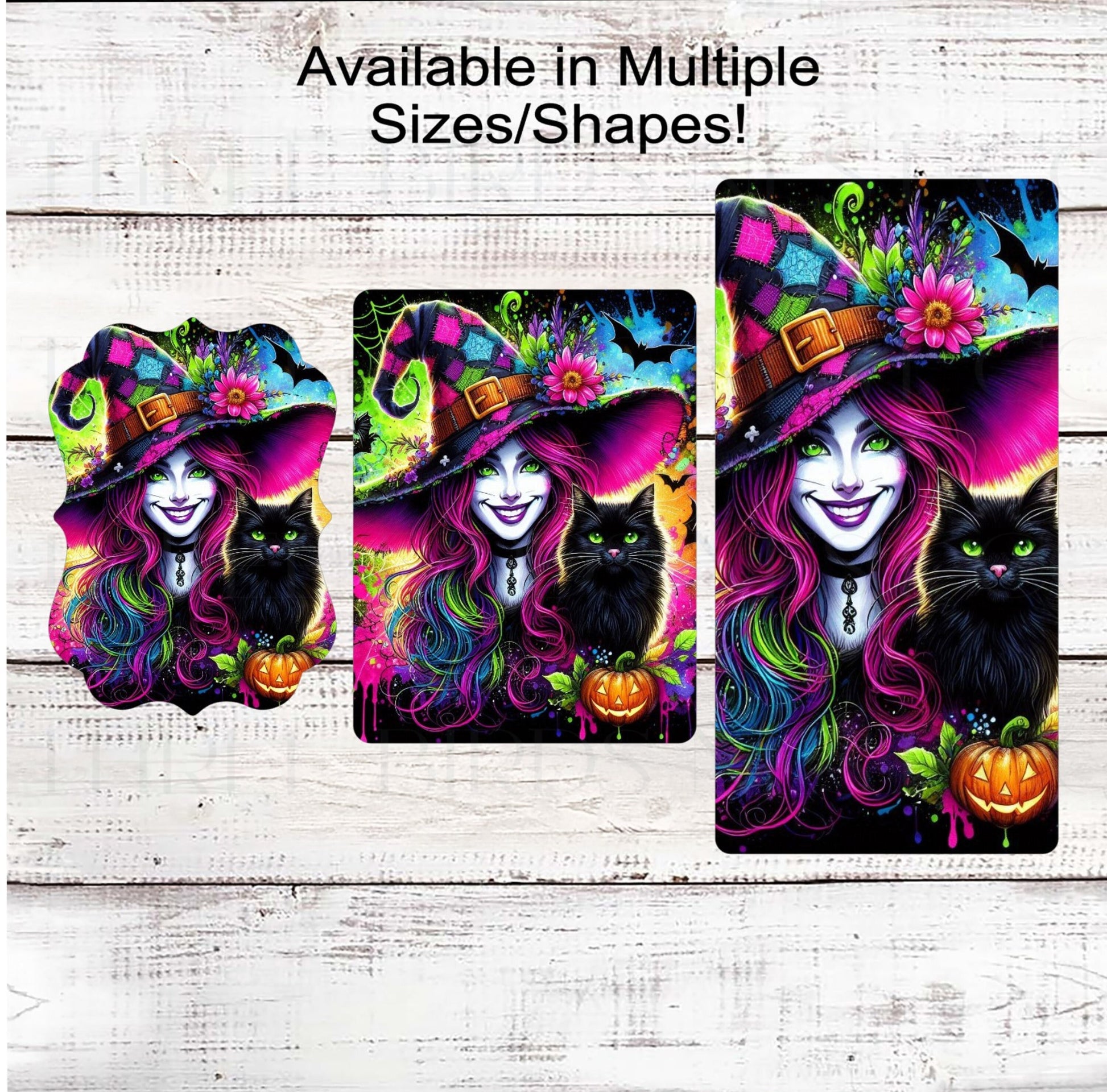 Halloween Witch Wreath Sign - Black Cat - Neon Sign - Jack O Lantern