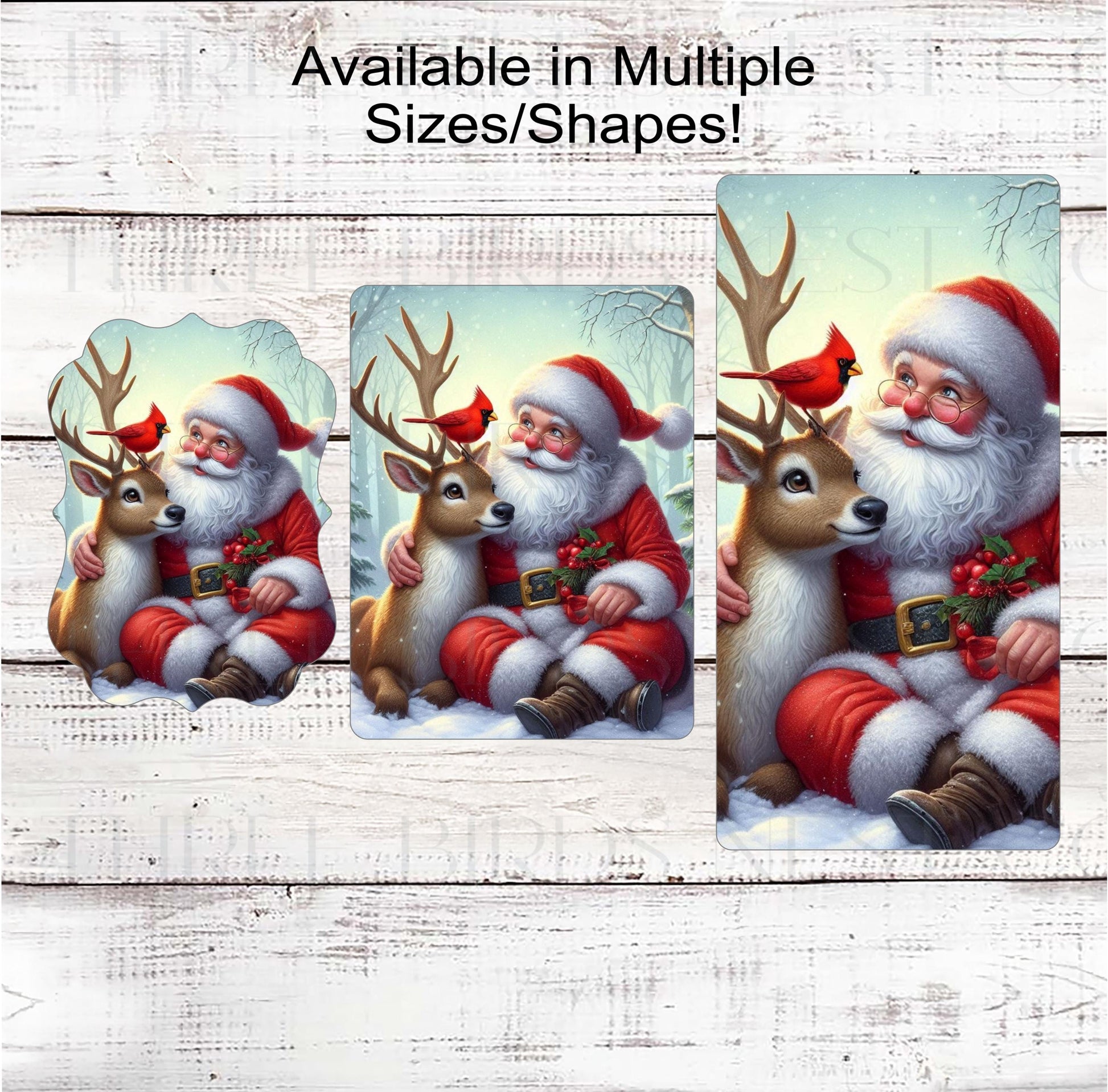 Christmas Wreath Sign - Santa Claus is Coming to Town - Reindeer - Cardinal Bird Lover