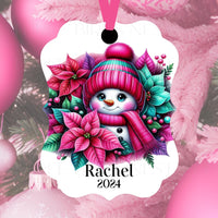 A girl&#39;s ornament with a beautiful bright Snowman