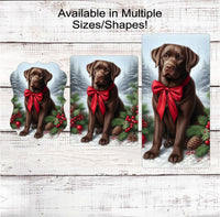 
              Chocolate Labrador Retriever Christmas Wreath Signs - Winter Welcome Sign - Dog Wreath Signs
            