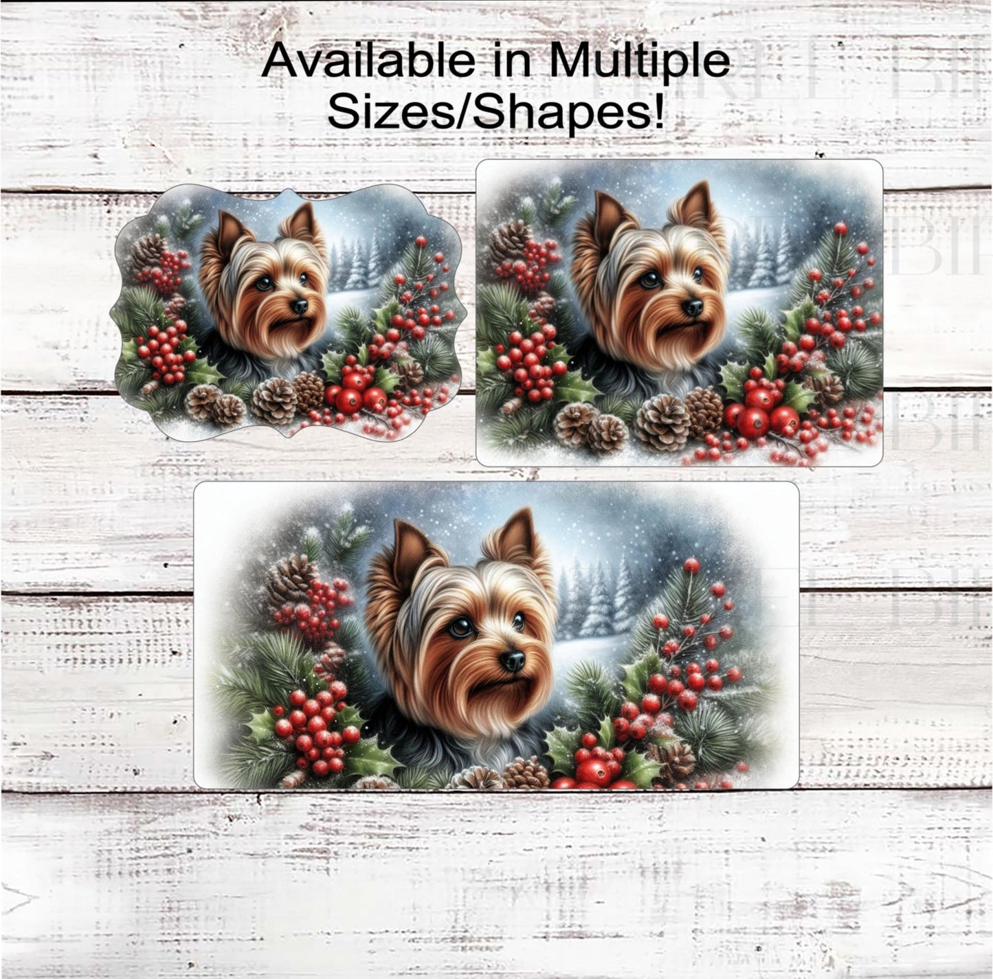 Yorkshire Terrier Christmas Wreath Signs - Winter Welcome Sign - Dog Wreath Signs